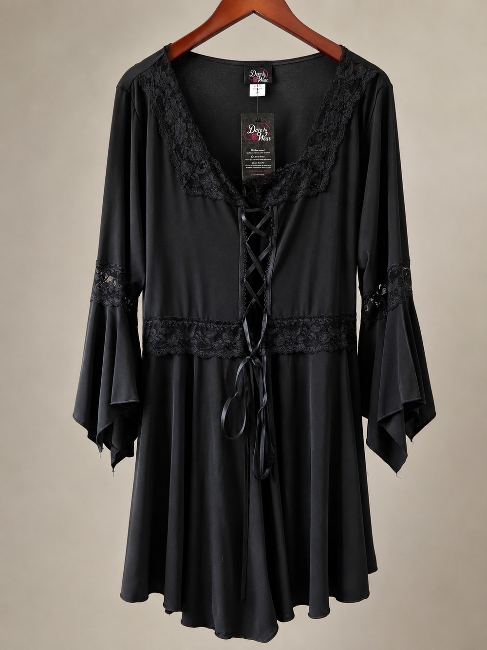 Dare to Wear Black Lace Tie-Front Top